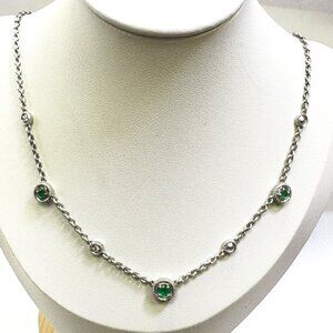 Emerald and Sterling silver necklace